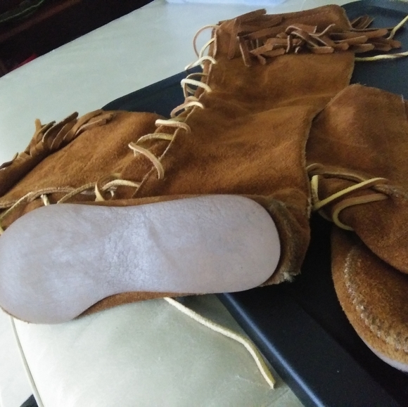 Suede Fringe tie up shoes burnt sienna - Picture 7 of 9